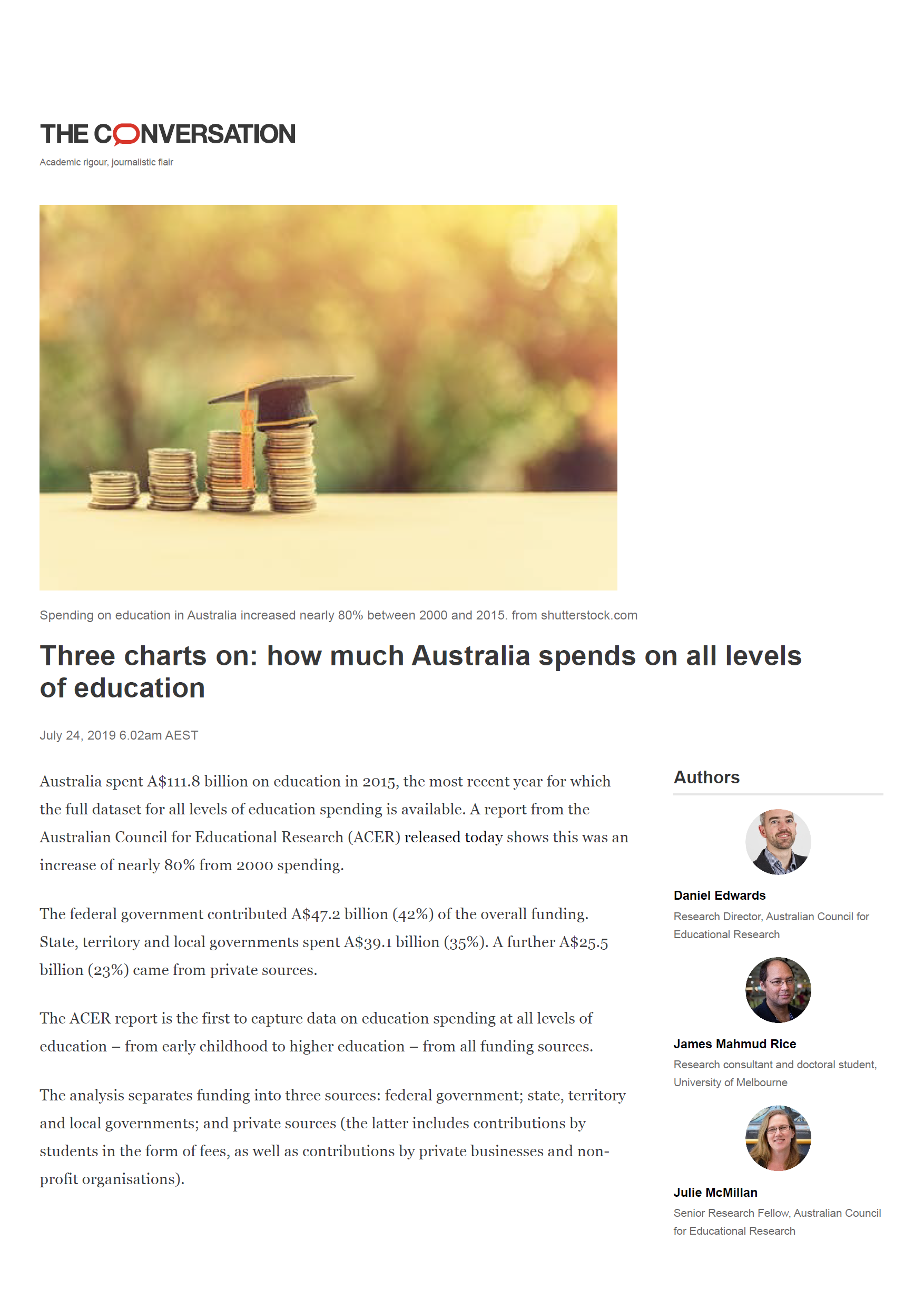 [Three Charts On: How Much Australia Spends On All Levels Of Education]
